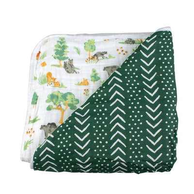 Forest Friends + Mudcloth Snuggle Blanket - Snuggle Blanket - Bebe au Lait