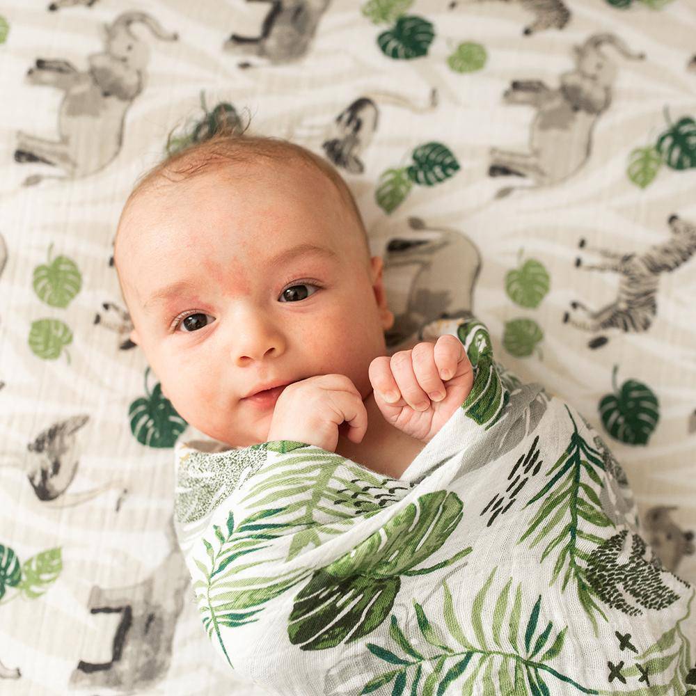 Jungle Classic Muslin Crib Sheet - Crib Sheet - Bebe au Lait