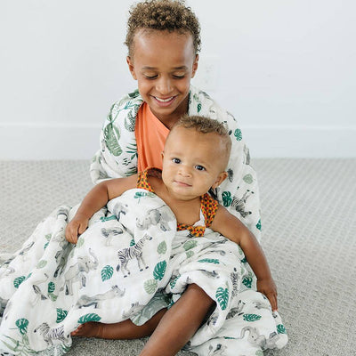 Jungle + Rainforest Classic Muslin Super Snuggle Blanket - Super Snuggle Blanket - Bebe au Lait