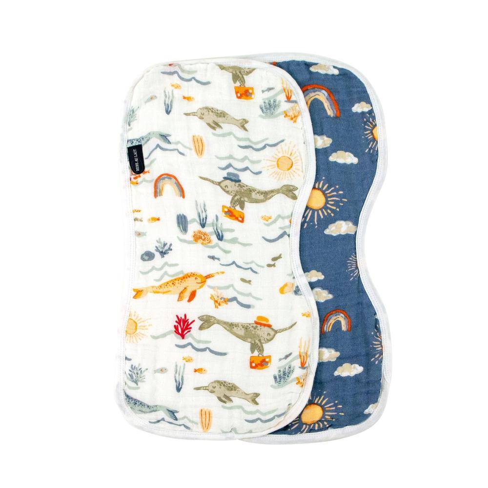 Narwhal + Hello Sunshine Muslin Burp Cloths - Burp Cloths - Bebe au Lait