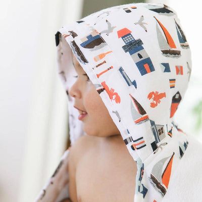 Nautical Baby Hooded Towel - Hooded Towel - Bebe au Lait