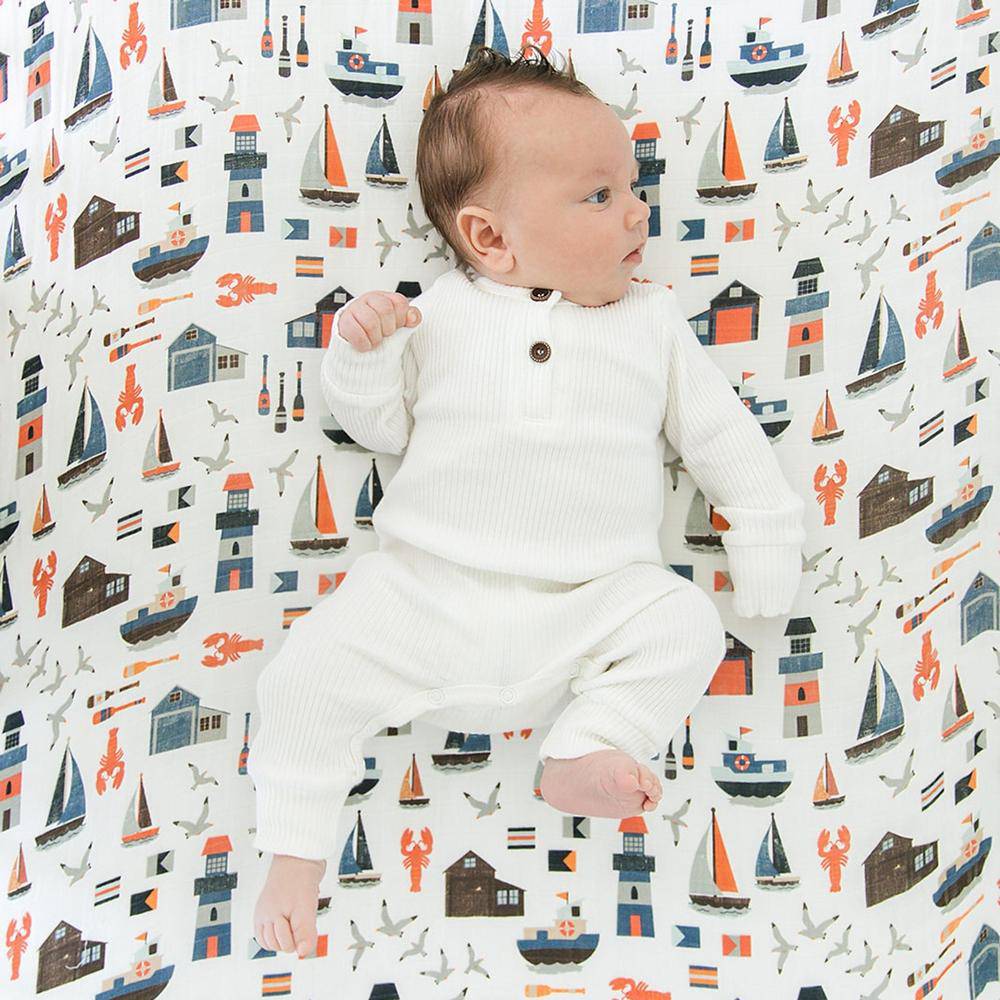 Nautical Oh-So-Soft Muslin Crib Sheet - Crib Sheet - Bebe au Lait