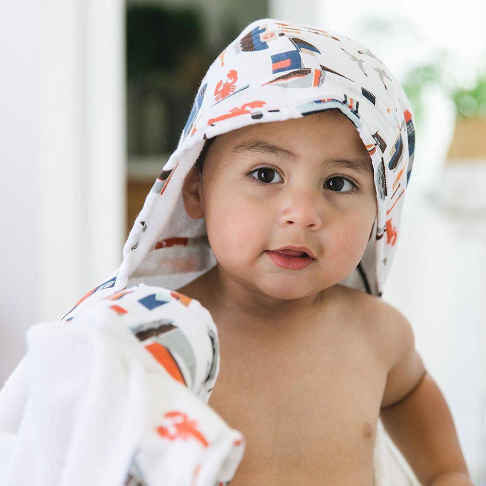 Nautical Toddler Hooded Towel - Hooded Towel - Bebe au Lait