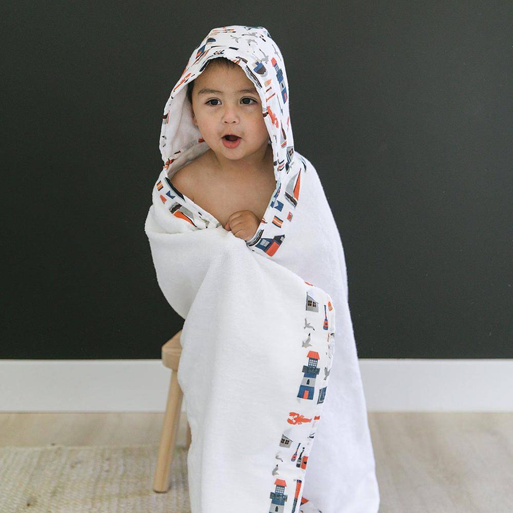 Nautical Toddler Hooded Towel - Hooded Towel - Bebe au Lait