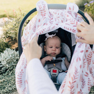 Pink Leaves Car Seat Cover - Car Seat Cover - Bebe au Lait