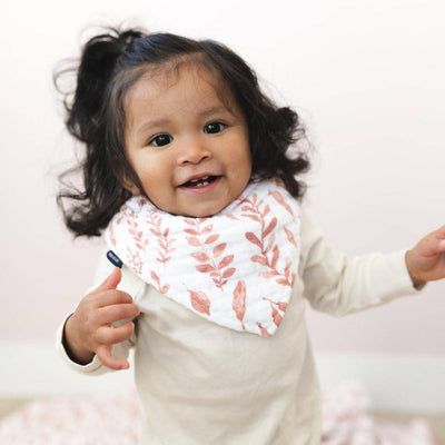 Pink Leaves + Cotton Candy Bandana Bib Set - Bib - Bebe au Lait