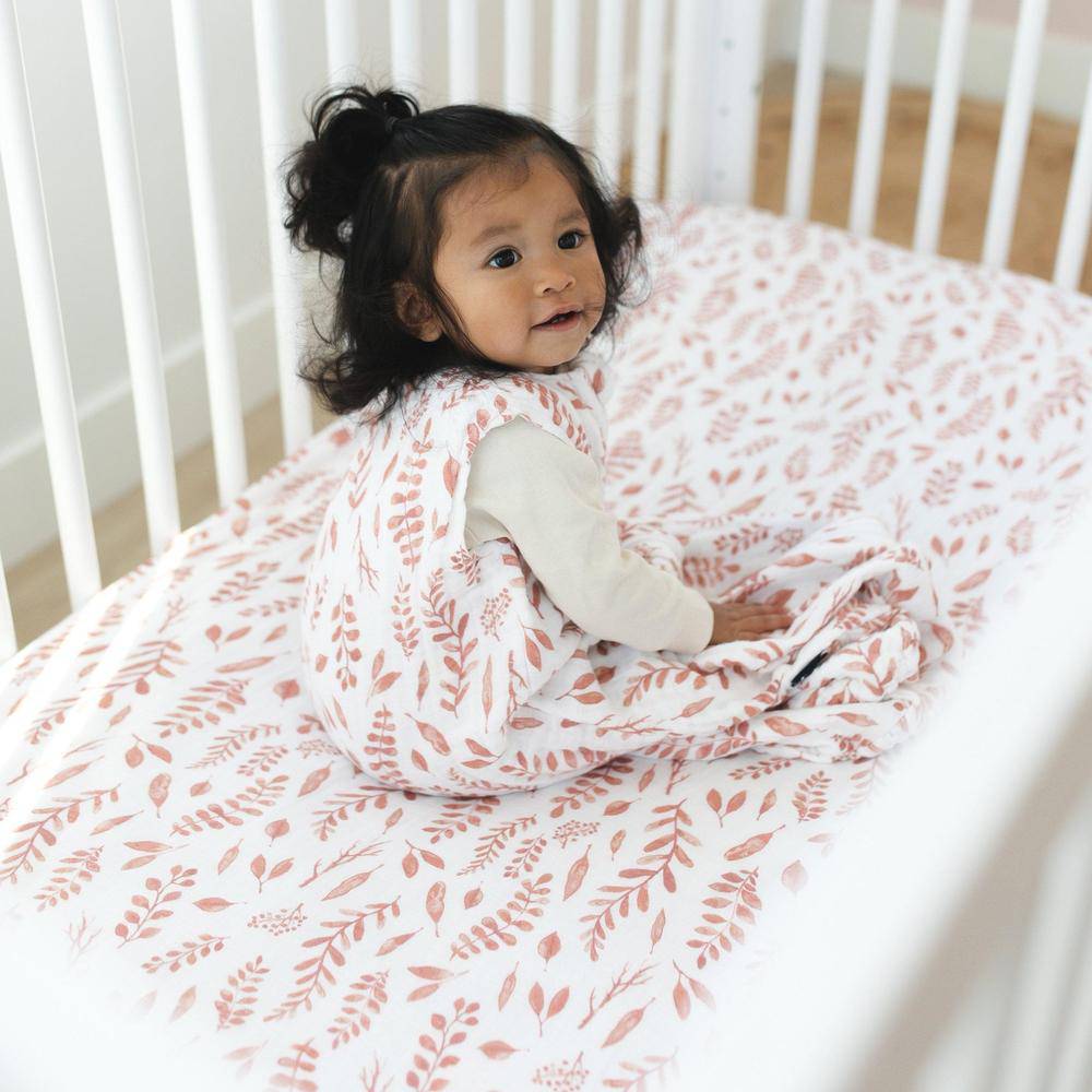 Pink Leaves Crib Sheet - Crib Sheet - Bebe au Lait