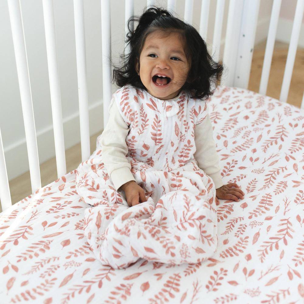 Pink Leaves Crib Sheet - Crib Sheet - Bebe au Lait