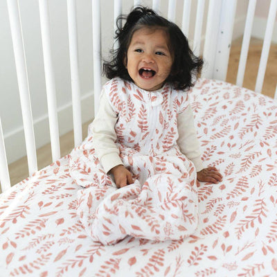 Pink Leaves Crib Sheet - Crib Sheet - Bebe au Lait