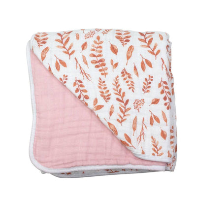 Pink Leaves + Cotton Candy Snuggle Blanket - Snuggle Blanket - Bebe au Lait