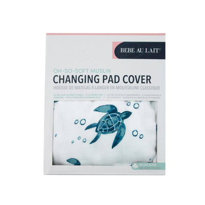 Sea Turtles Oh-So-Soft Muslin Changing Pad Cover - Changing Pad Cover - Bebe au Lait