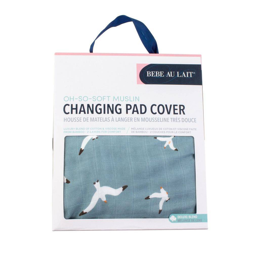 Seagulls Oh-So-Soft Muslin Changing Pad Cover - Changing Pad Cover - Bebe au Lait