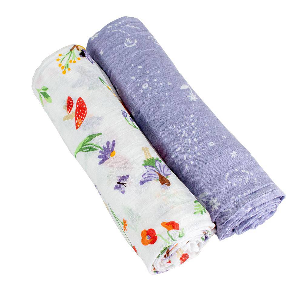 Woodland Fairy + Fairy Dust Oh-So-Soft Muslin Swaddle Blanket Set - Swaddle Blanket - Bebe au Lait