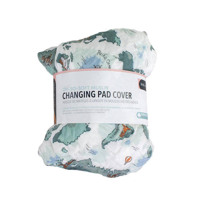 World Map Oh-So-Soft Muslin Changing Pad Cover - Changing Pad Cover - Bebe au Lait