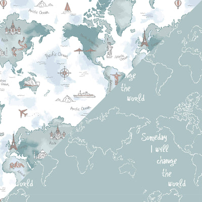 World Map + Someday Oh-So-Soft Muslin Super Snuggle Blanket - Super Snuggle Blanket - Bebe au Lait