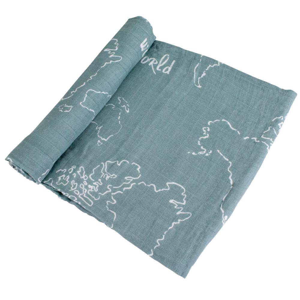 World Map + Someday Oh-So-Soft Muslin Swaddle Blanket Set - Swaddle Blanket - Bebe au Lait