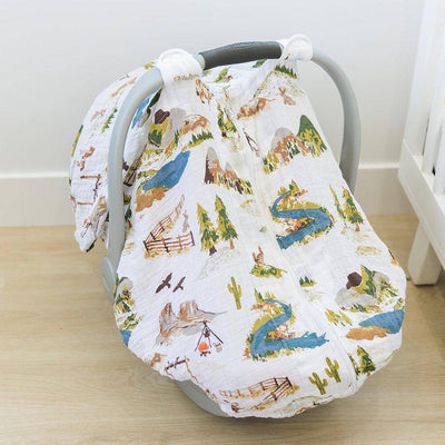 Wyoming Classic Muslin Car Seat Cover - Car Seat Cover - Bebe au Lait