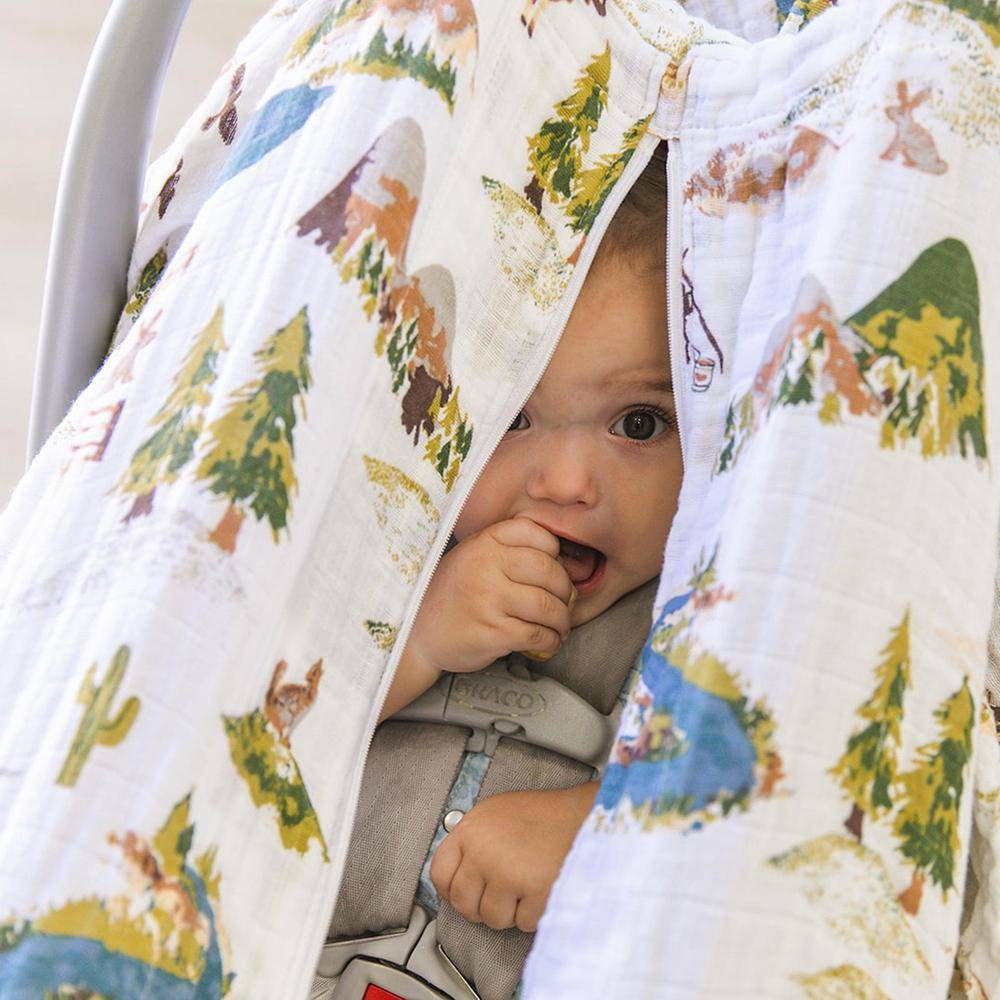 Wyoming Classic Muslin Car Seat Cover - Car Seat Cover - Bebe au Lait