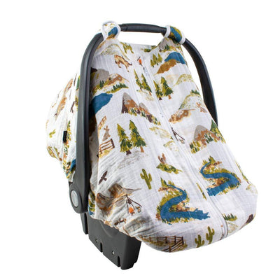 Wyoming Classic Muslin Car Seat Cover - Car Seat Cover - Bebe au Lait