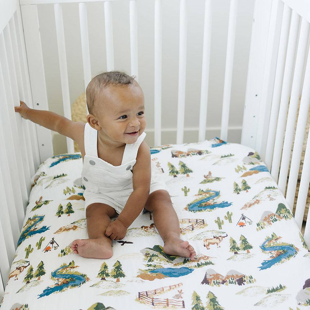 Bebe AU Lait Muslin Crib Sheet Wyoming