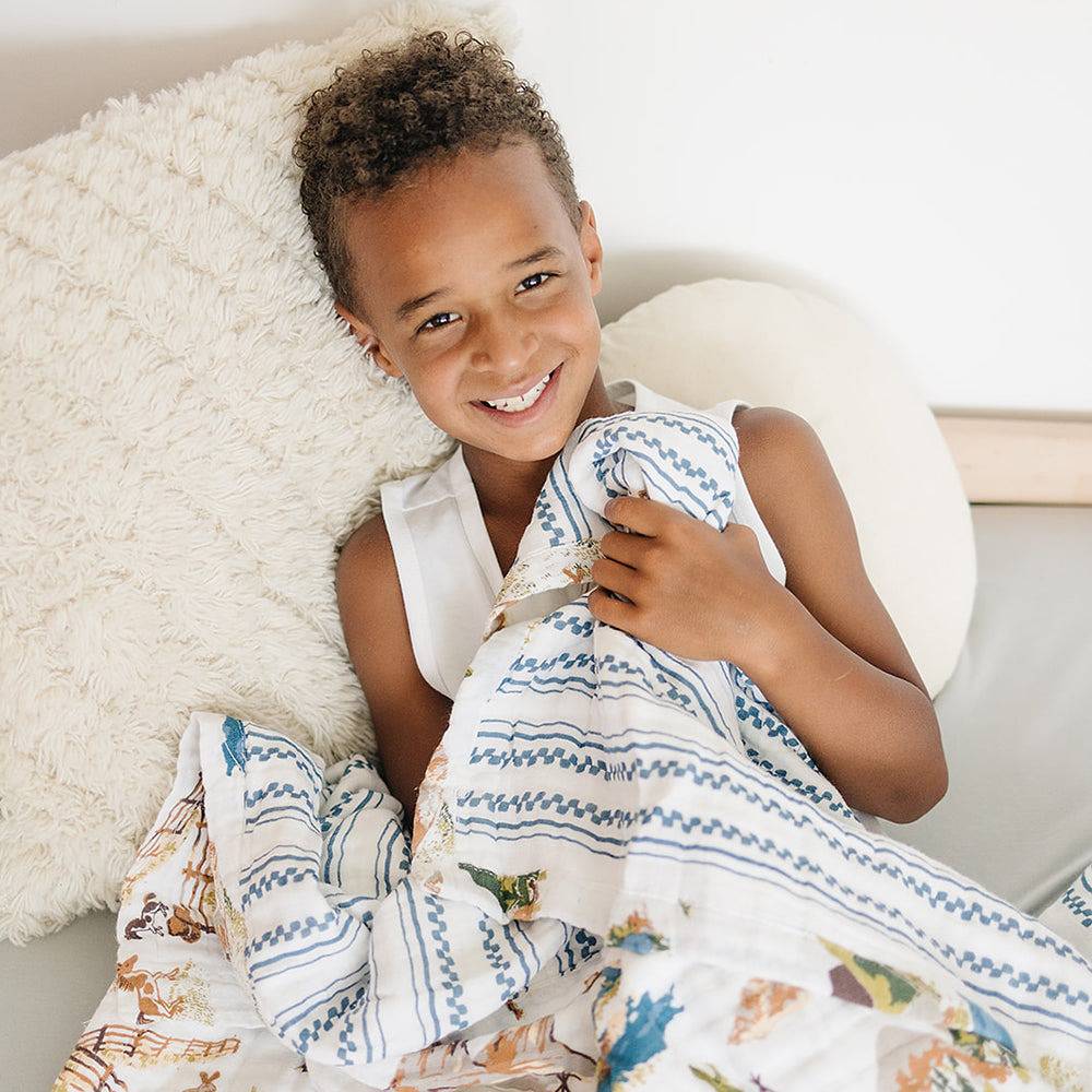 Wyoming + Western Stripe Classic Muslin Super Snuggle Blanket - Super Snuggle Blanket - Bebe au Lait